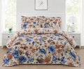 Blue & Rust Floral 7 Pcs Bedspread Set