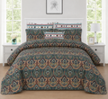 Teal Heritage Printed 7Pcs BedSpread Set