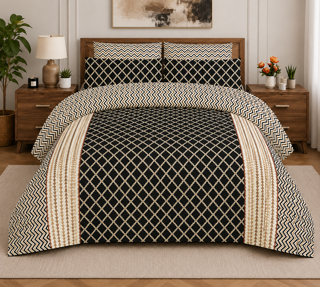 Geometric Printed Bedsheet Set